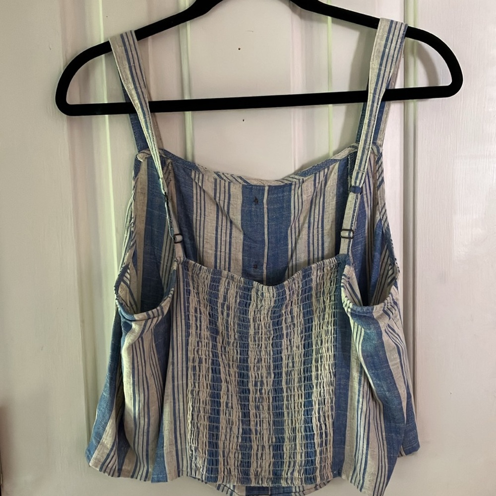 2 Torrid Size 1 (14-16) Linen Blue & Lt Grey Striped Tops, Off Shoulder & Tank - Picture 10 of 11